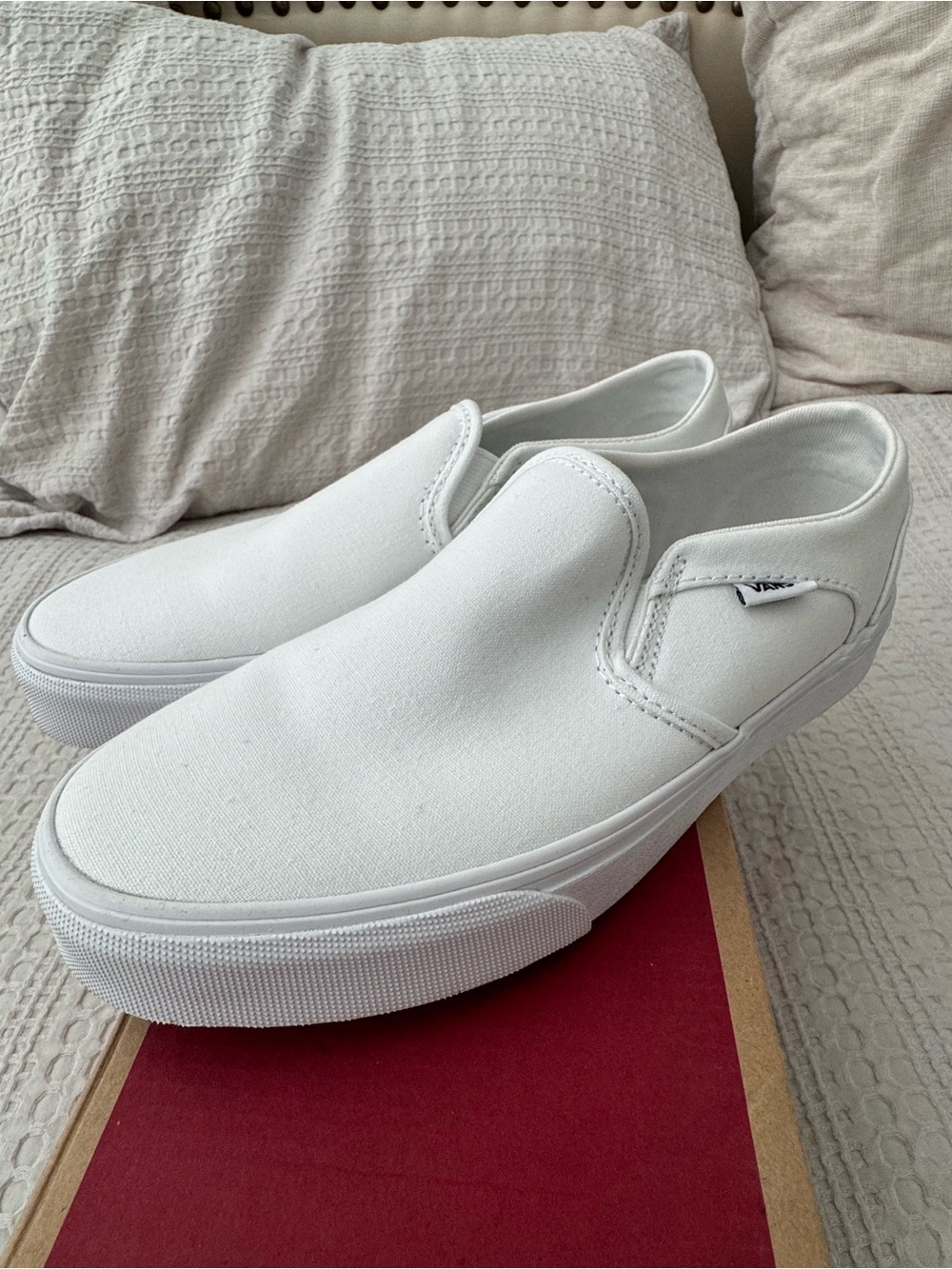 Vans White Canvas Classic Slip-On Loafers